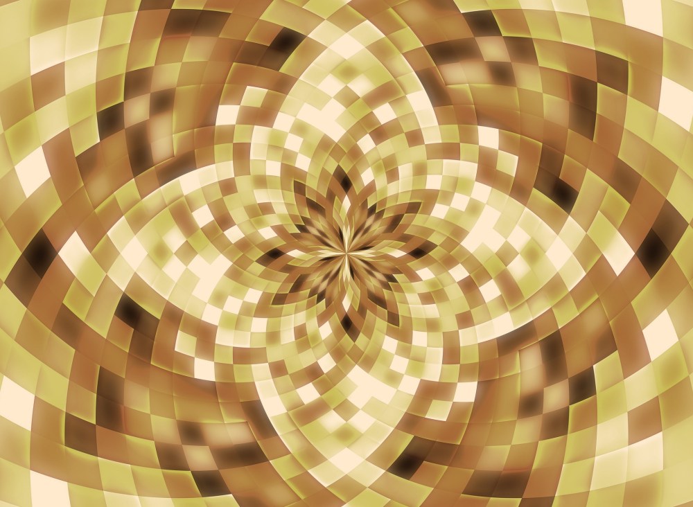 Image of varying tones of gold in a kaleidoscope