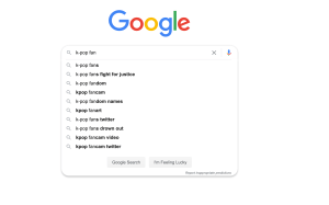 Screen shot of Google search for K-pop fan